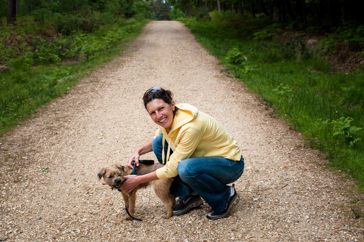 Photograph of Helen Batt wedding photographer with her dog