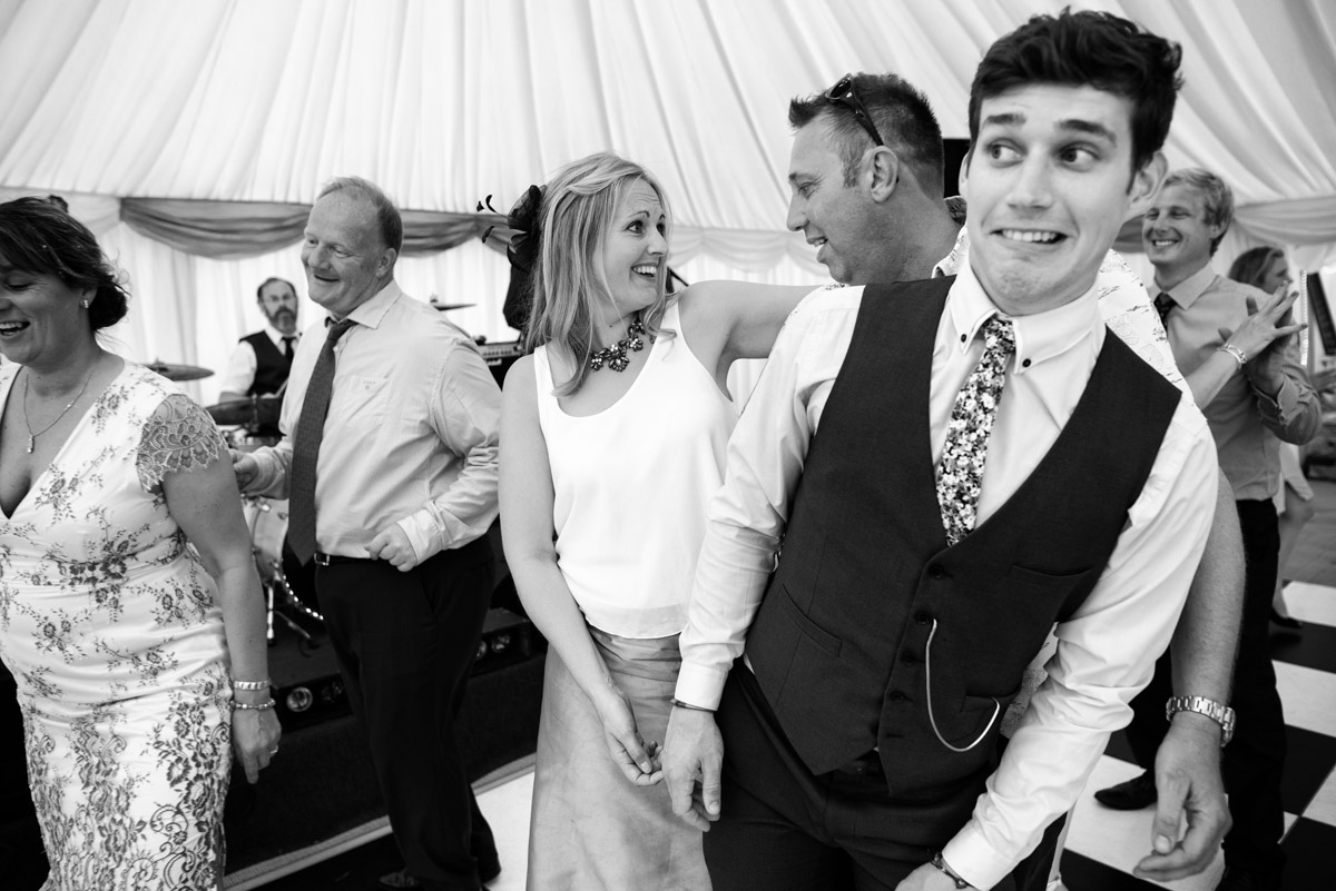 Guests dance at Kif and Beckys wedding reception in Kent