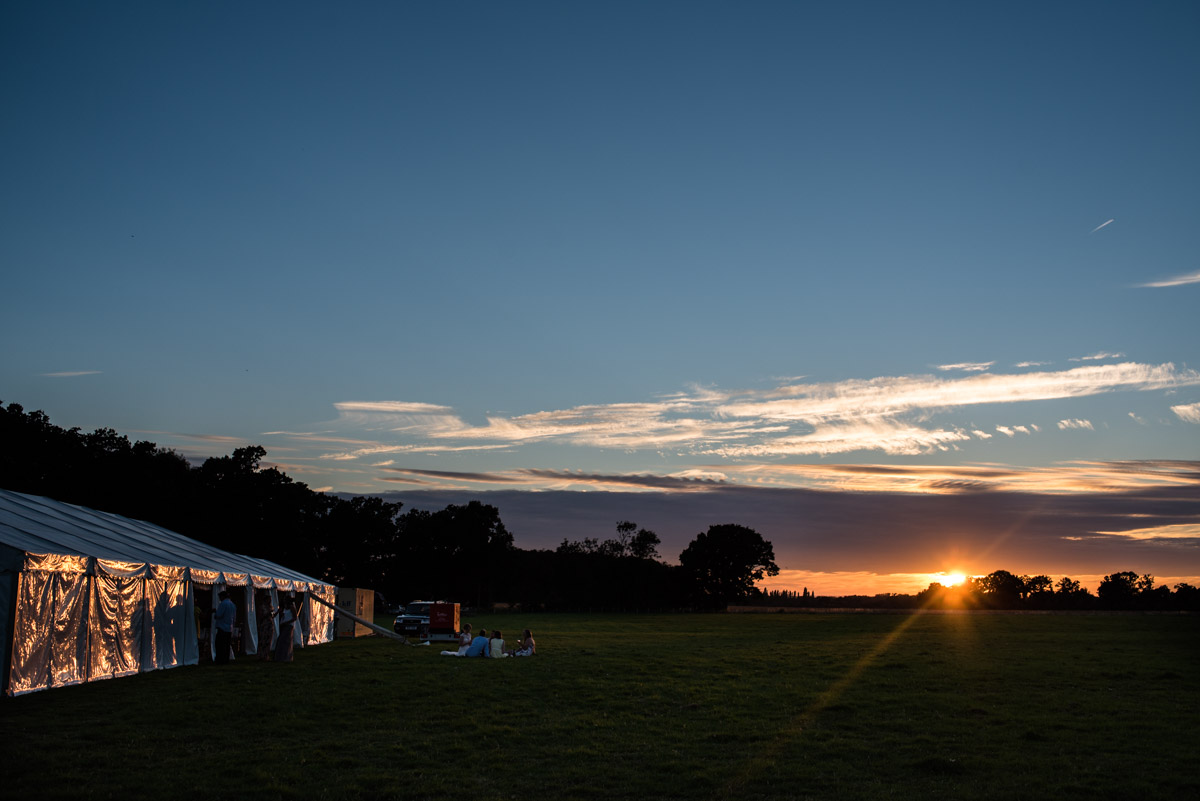 Sunset photograph at the end of day at Kif and Becky's wedding