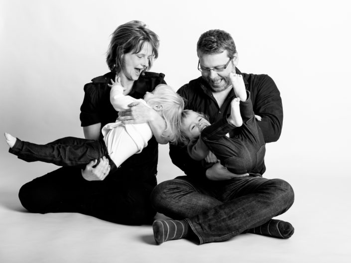 Family portrait of Andy, Ann and girls in Kent photography studio
