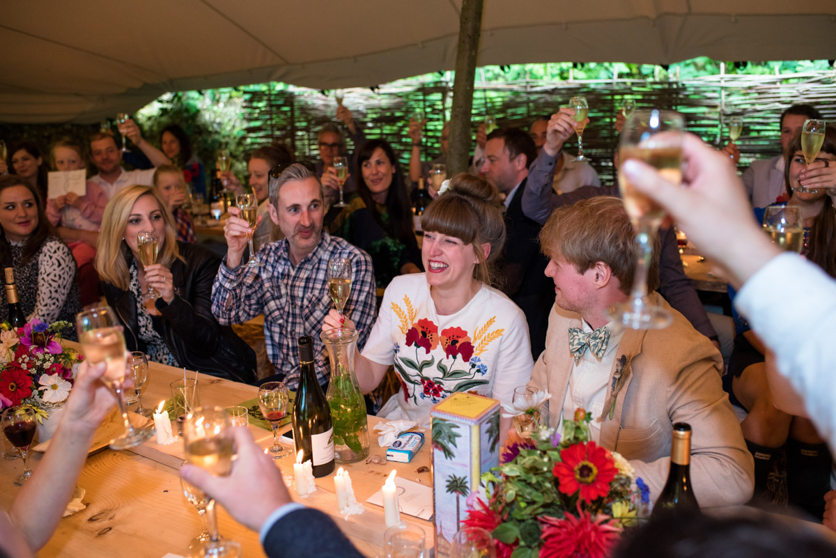Photograph of the wedding toast at SEb and Brogans wedding in Kent