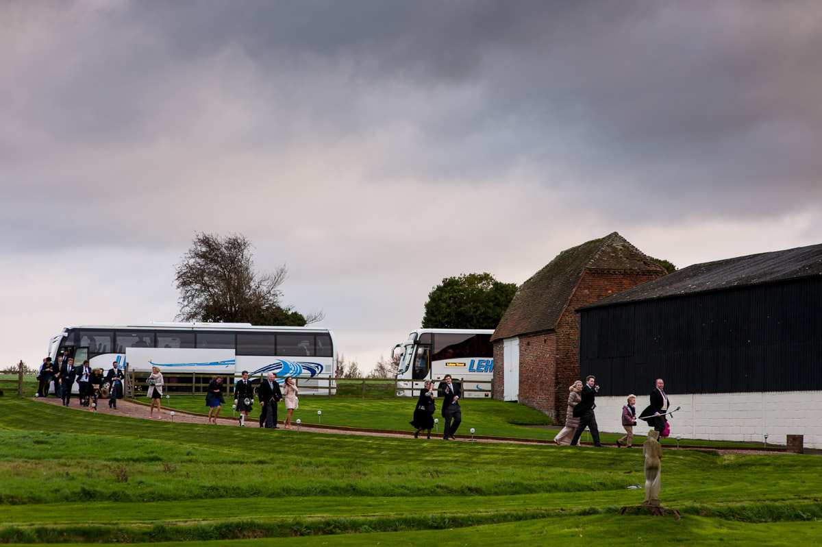 wedding guests arriving at Goss Hall in Kent