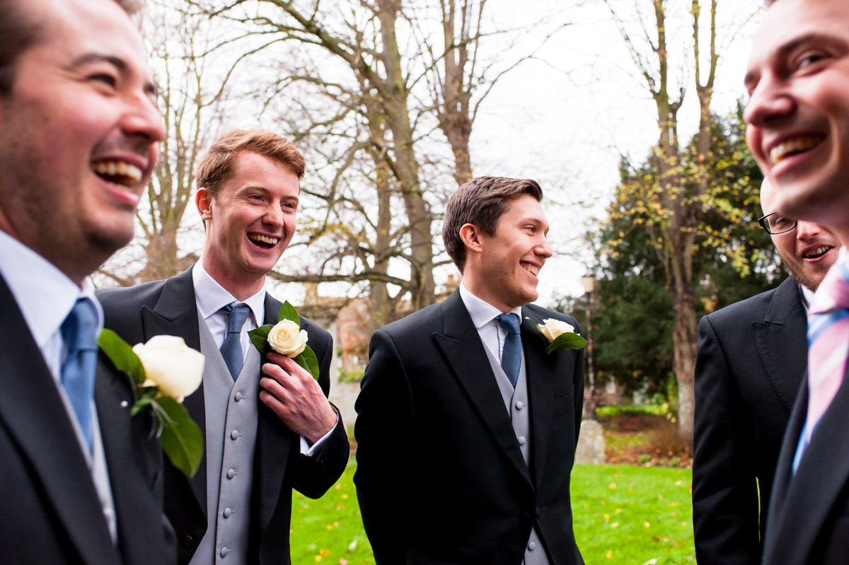 Oliie's groomsmen outside the church in Sandwich Kent