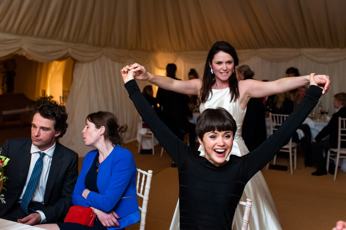 Frances enjoys time with her wedding guests