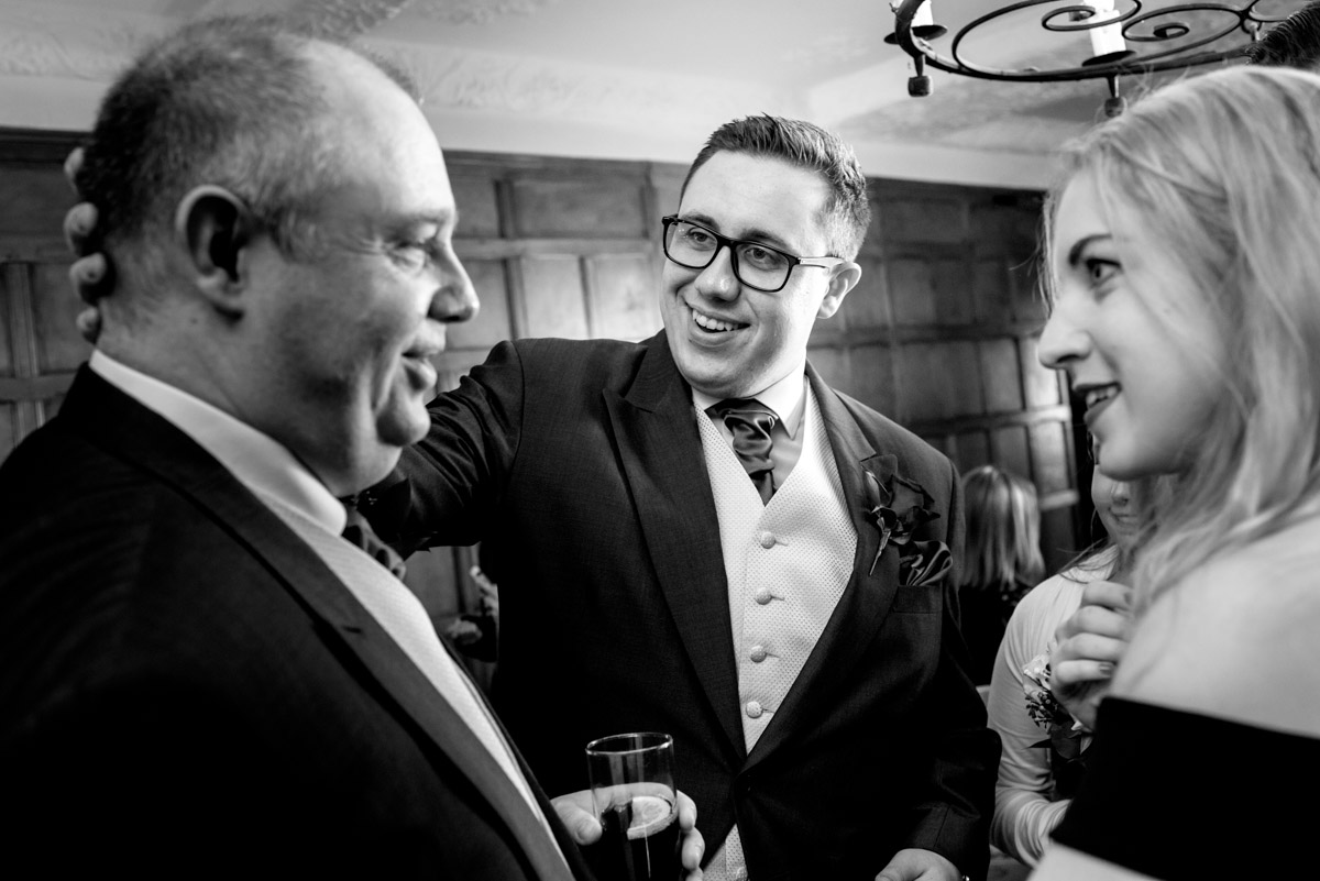 Liam and his father the groom on his wedding day to Sue at Lympne Castle in Kent