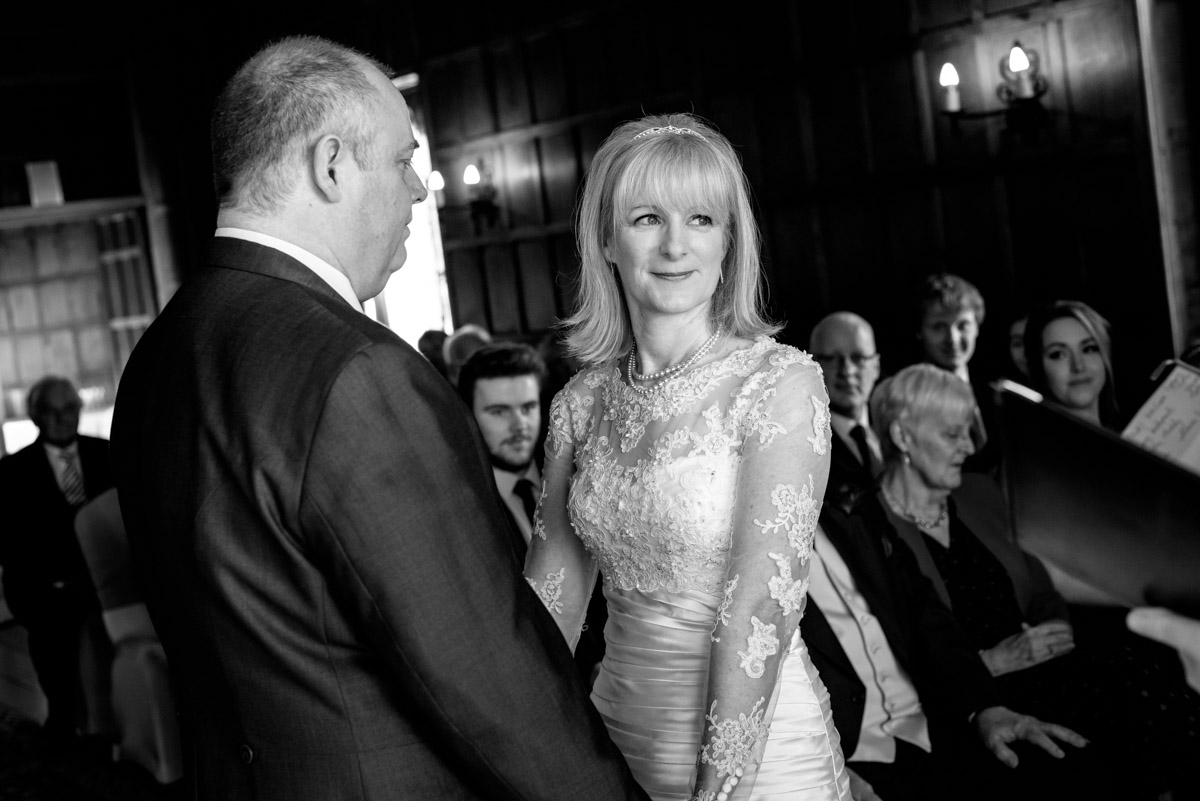 Sue and Nick are photographed during their Kent wedding ceremony at Lympne Castle