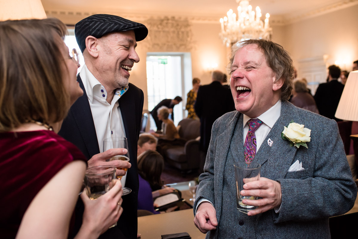 Wedding photograph of guests at Buxted park Hotel wedding
