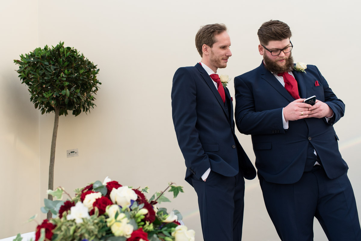 Joe and Best man photographed at Buxted park Hotel