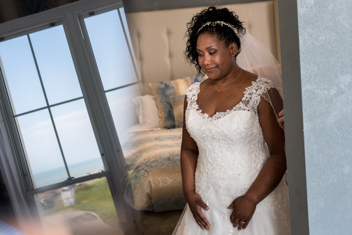 Photograph of Juliette getting ready for her Hythe Imperial wedding in Kent