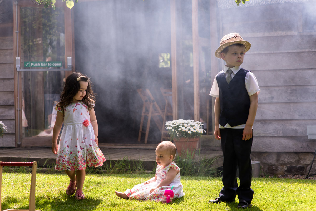 Children photographed in the orchards at Ratsbury Barn