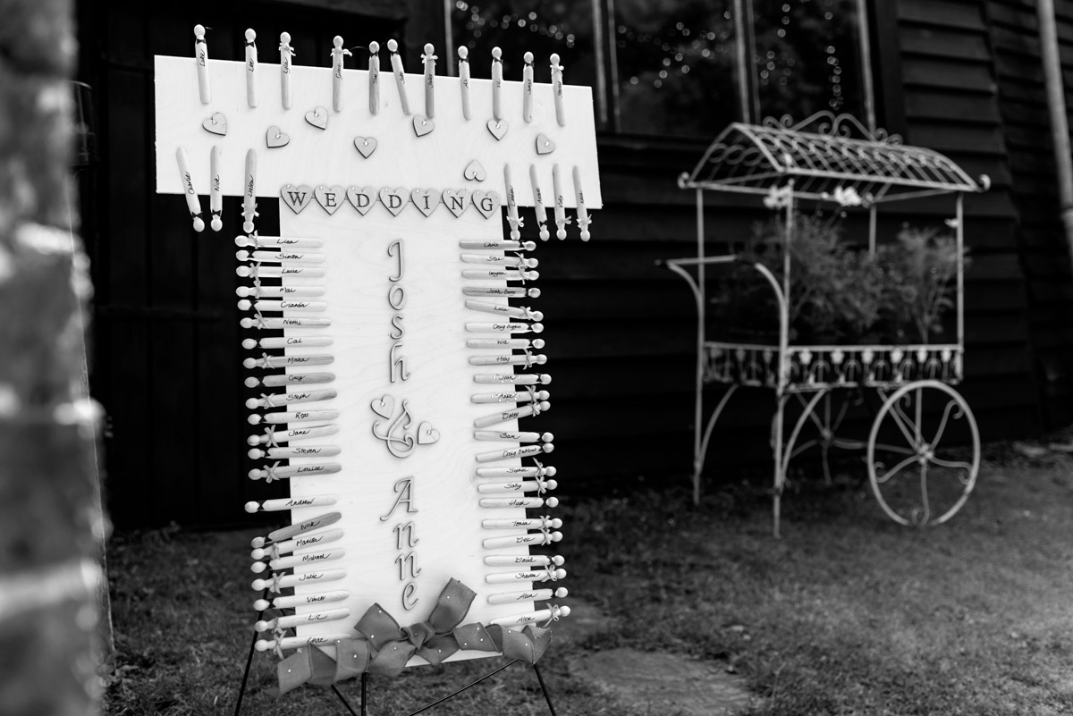 Photograph of Anne & Joshs wedding table plan