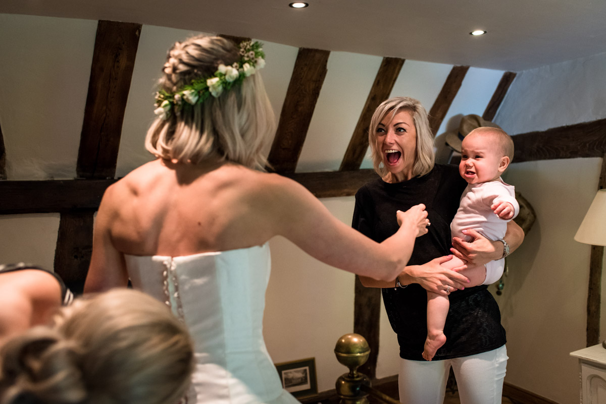 Photograph of Anne and her family during bridal preparations