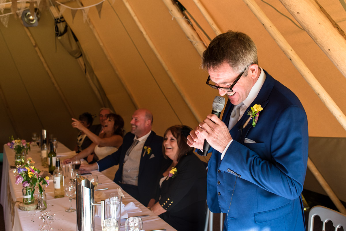 Photograph of best man doing speech at Martin and Debbies Kent wedding