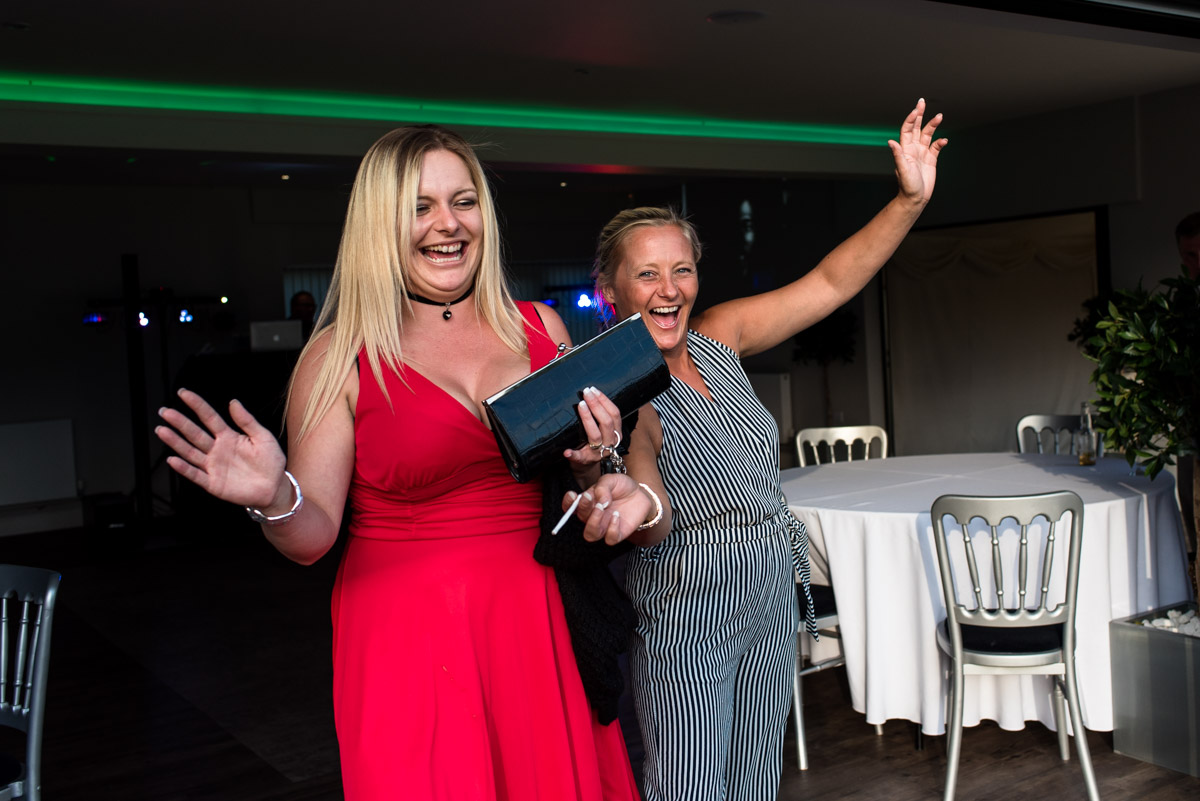 Photograph of wedding guests at The Gardens Yalding during Debbie and Martins wedding reception