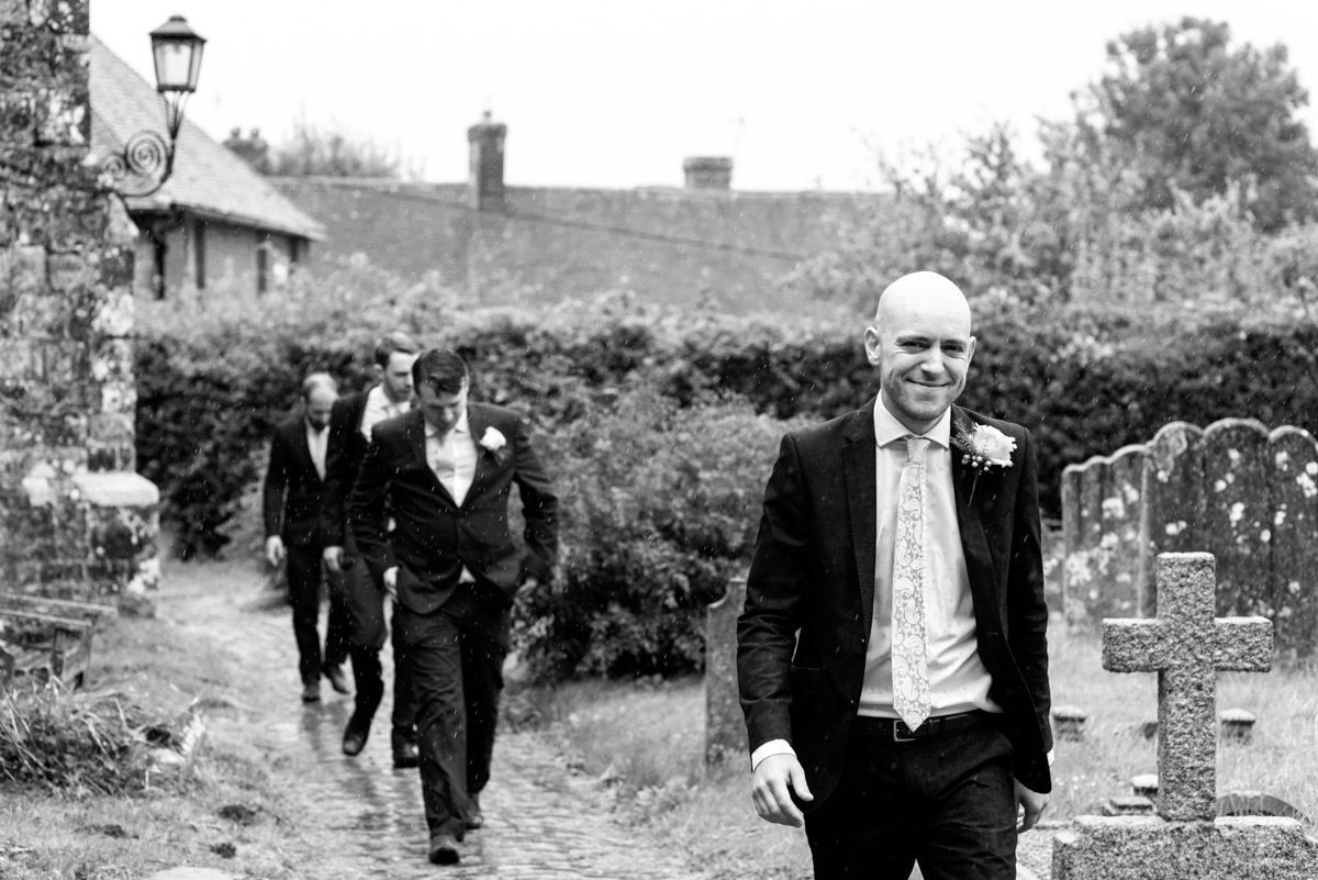 Tom and his groomsmen photographed arriving at church