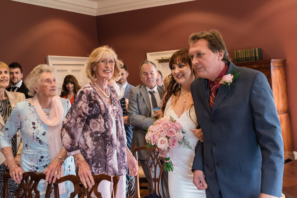Lucie and her dad before Danson House wedding ceremony
