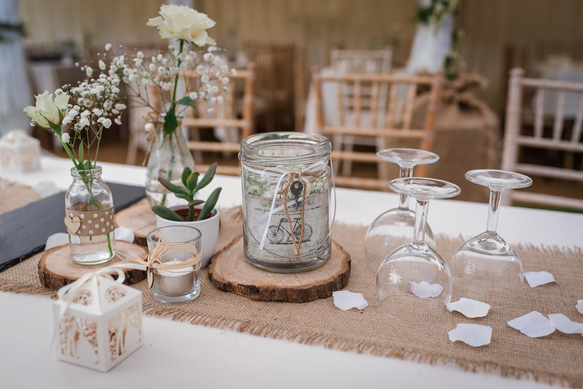 Reception decoration details at Claire and stefan Broadstairs wedding