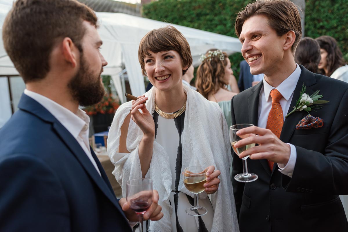 wedding guests at Claire and Stefans reception in Kent