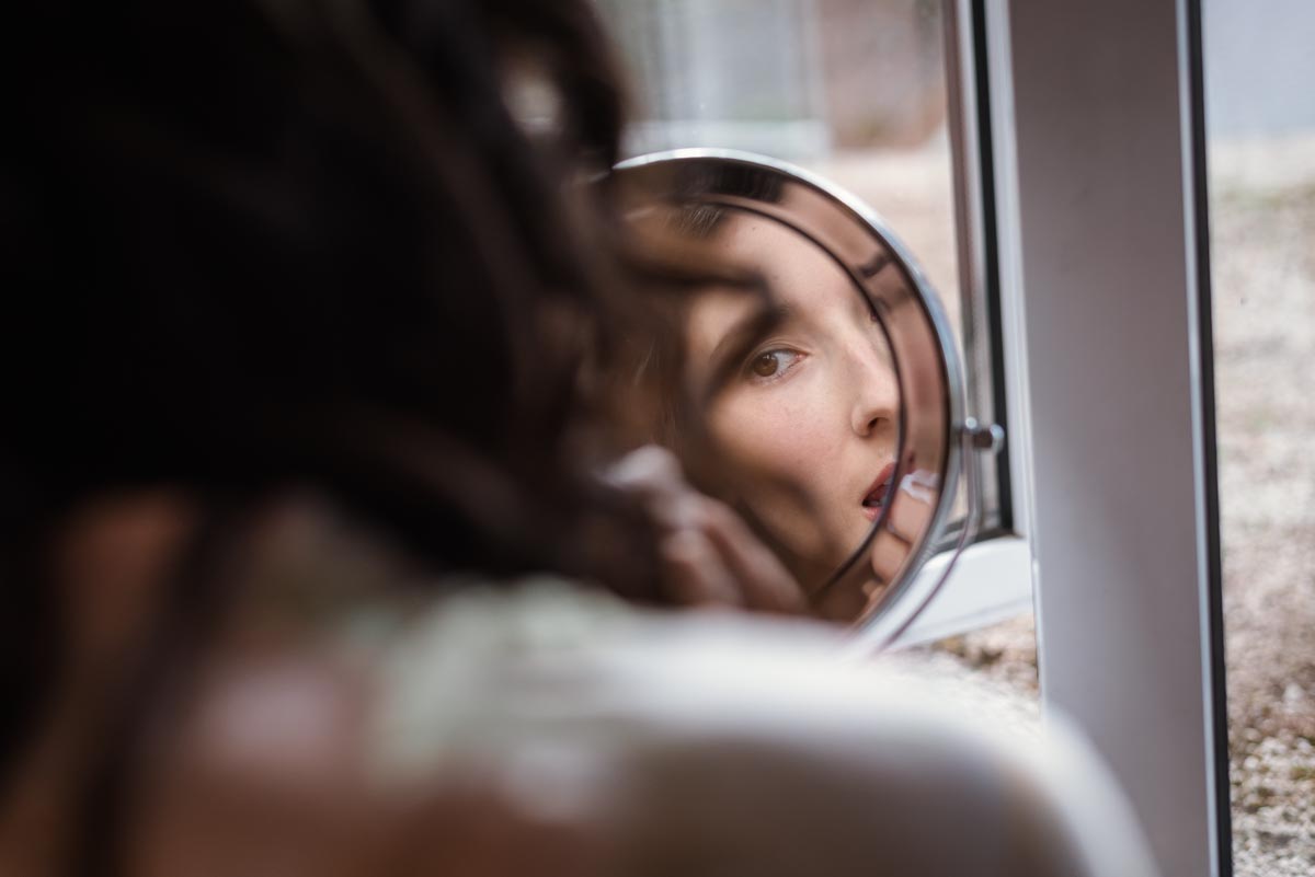 Claire photographed getting ready for her Broadstairs wedding in Kent