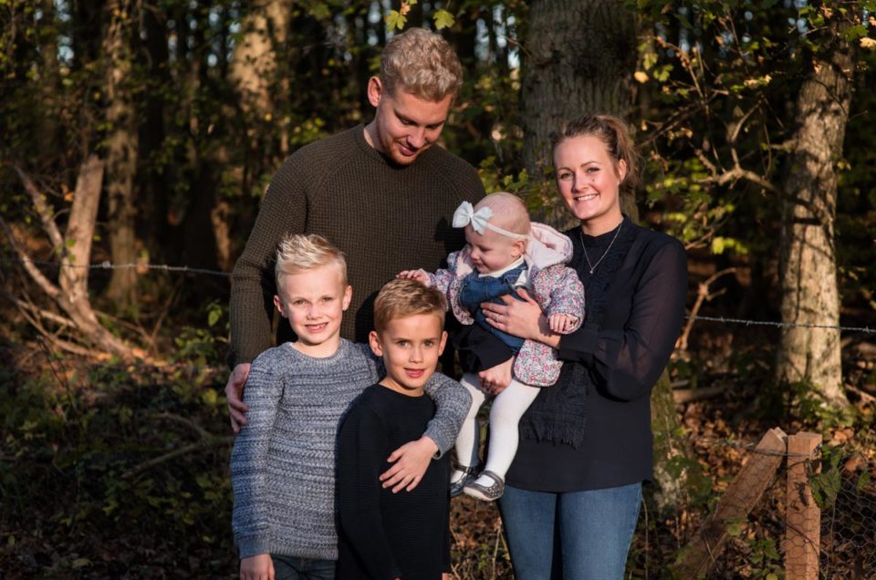 Family portrait photography of Aimee, Billy and children on Kent farm