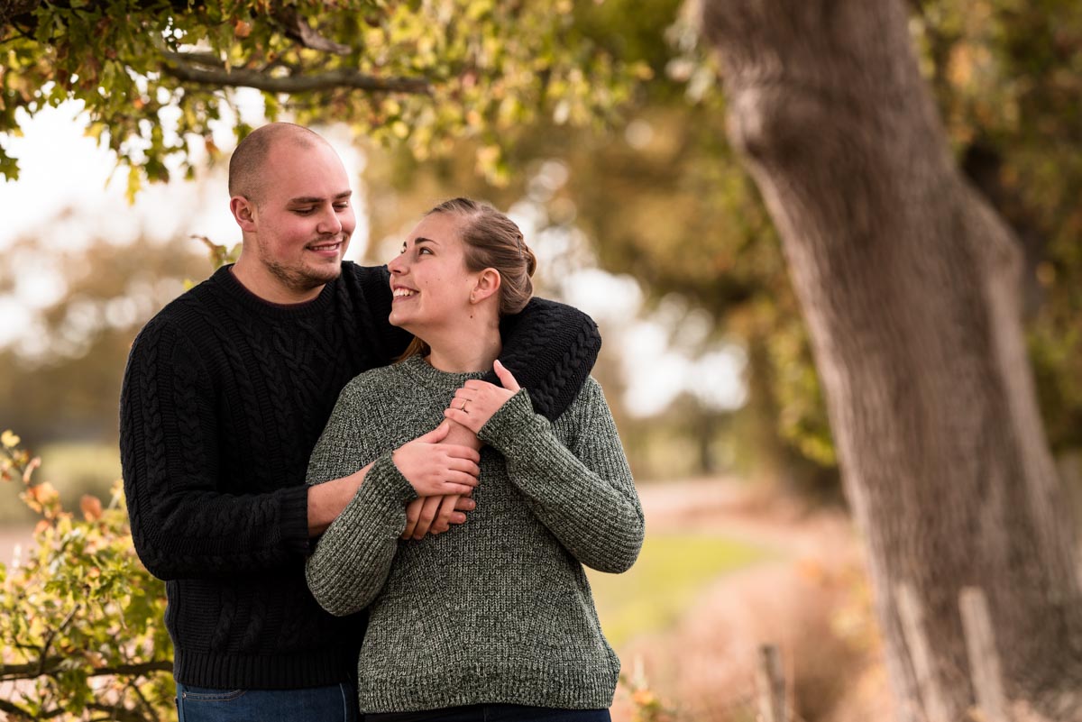 Pre wedding photography, Rachel and Ryan under the oak trees