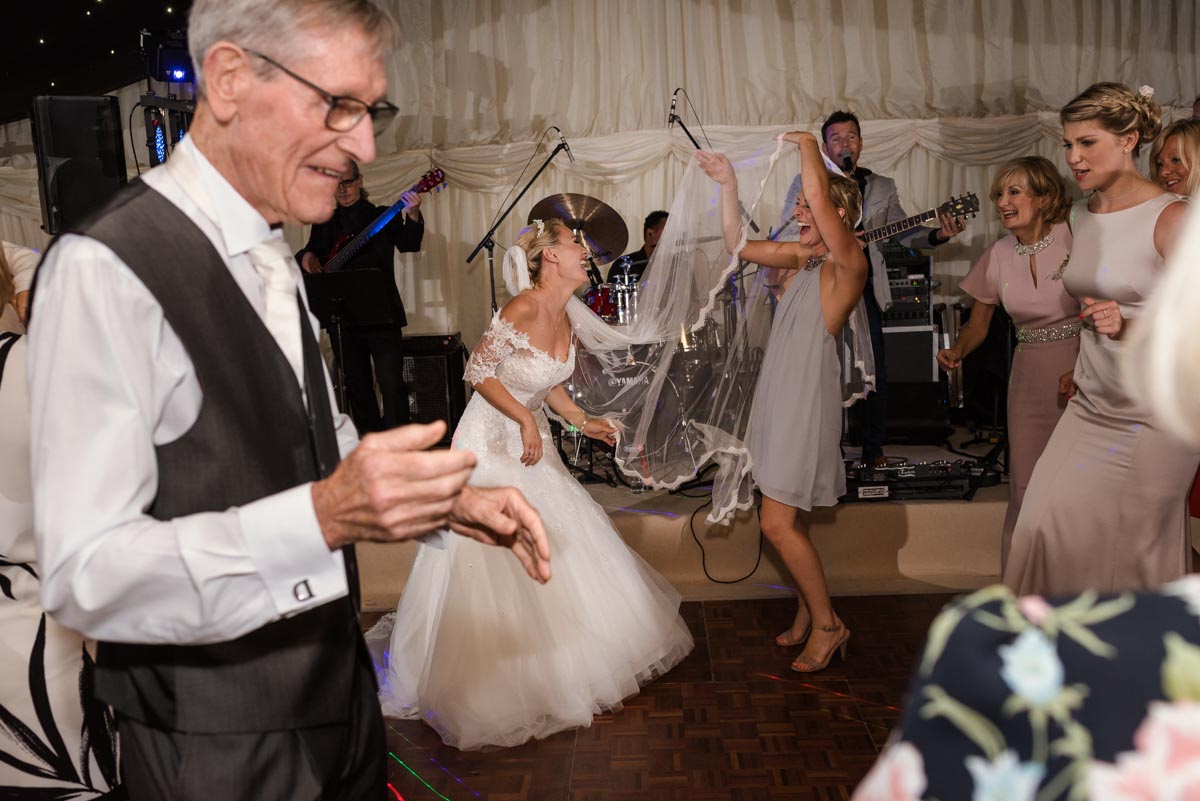 Rebecca and her wedding guests enjoy the dancing