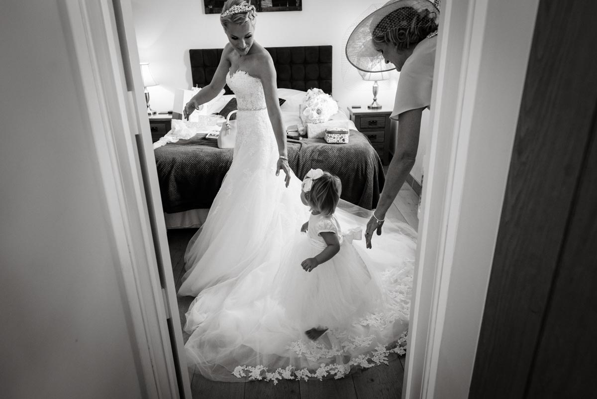 Photograph of Rebecca and her flower girl at darling buds farm in Kent