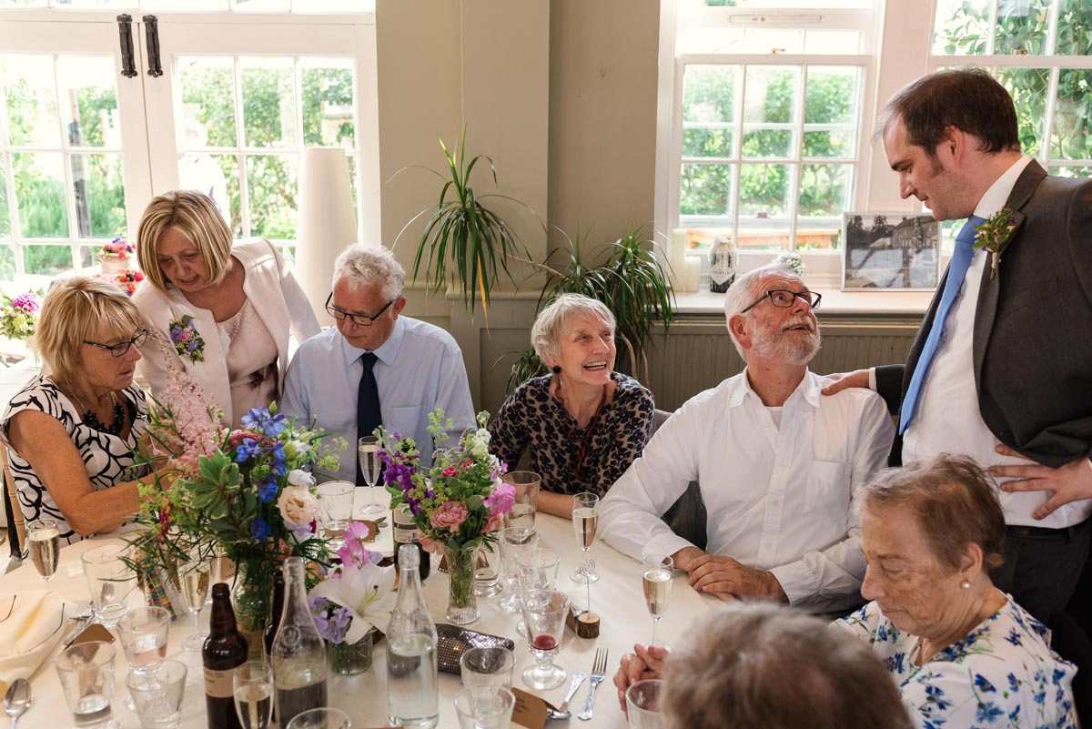 Photograph of guests at Chris and sarahs wedding at the secret garden in kent