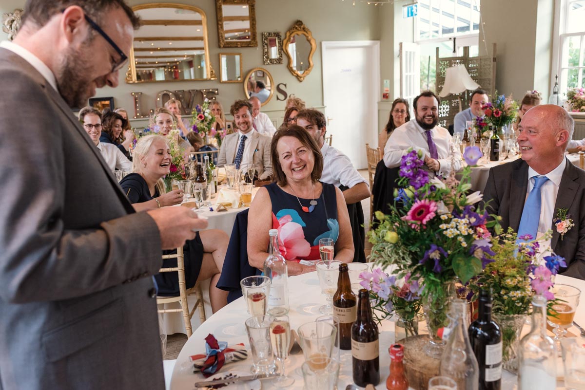 Photograph of Chris and his mum during his wedding speech