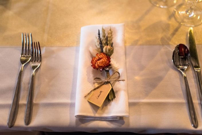Photograph of dried flower autumnal wedding place name
