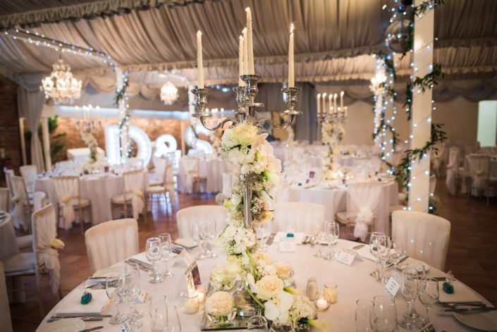 Flower and table decorations at Lympne Mansions