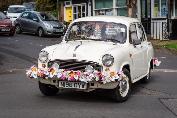 Old style wedding car used as taxis in India