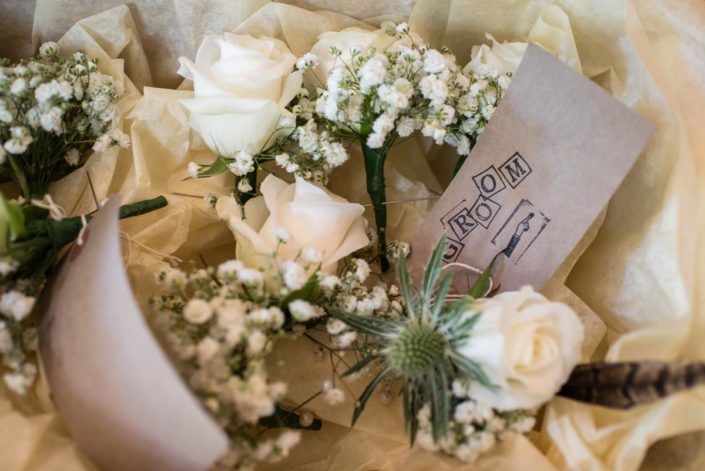 White rose button holes