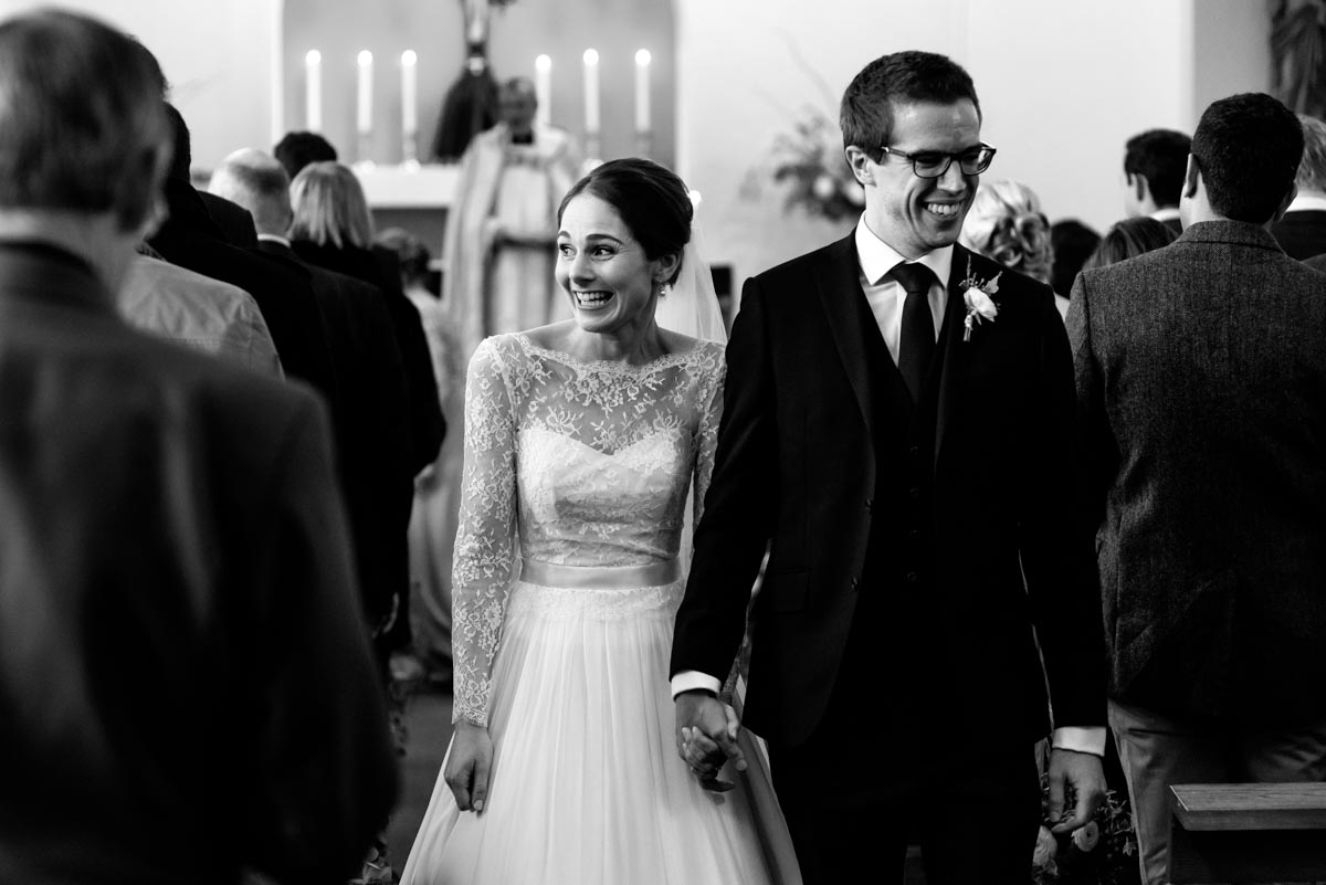 Tom and Katherine photographed in church on their wedding day