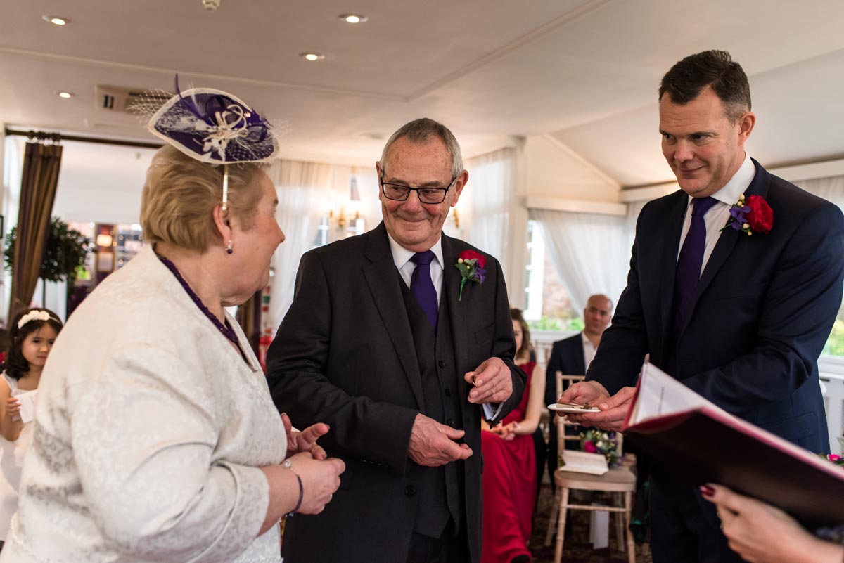 Chilston park Hotel wedding photography, Jo and Graham exchange rings