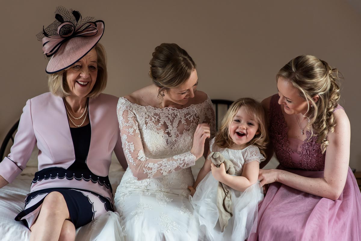 Photograph of Rebecca, mum and flower girl before her Kent wedding