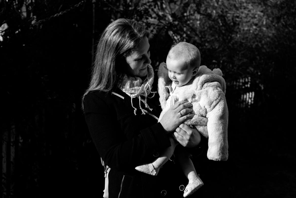 Emily and her mum arrive for her christening in Rolvenden church in Kent