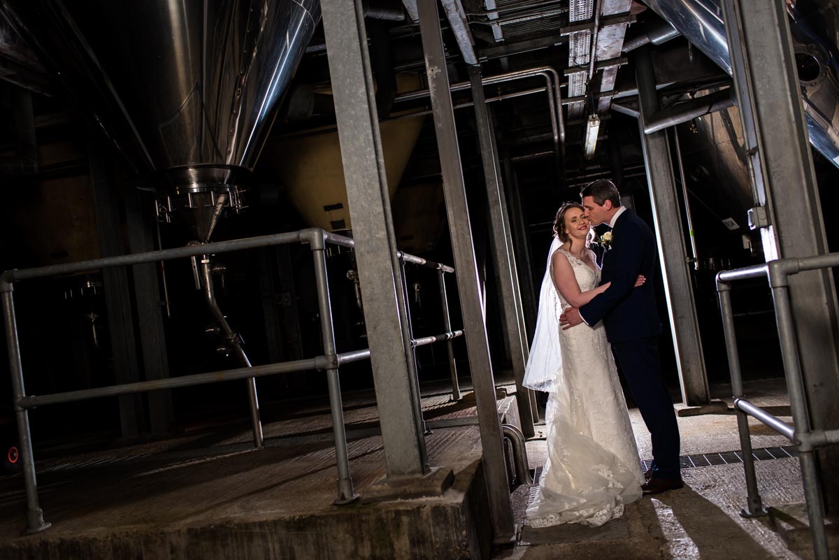 Photograph of Liam and Lindsey at The Shepherd Neame brewery