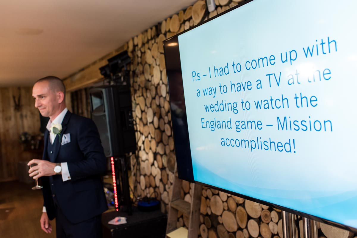 Speeches at Crown Lodge wedding in Wye, Kent