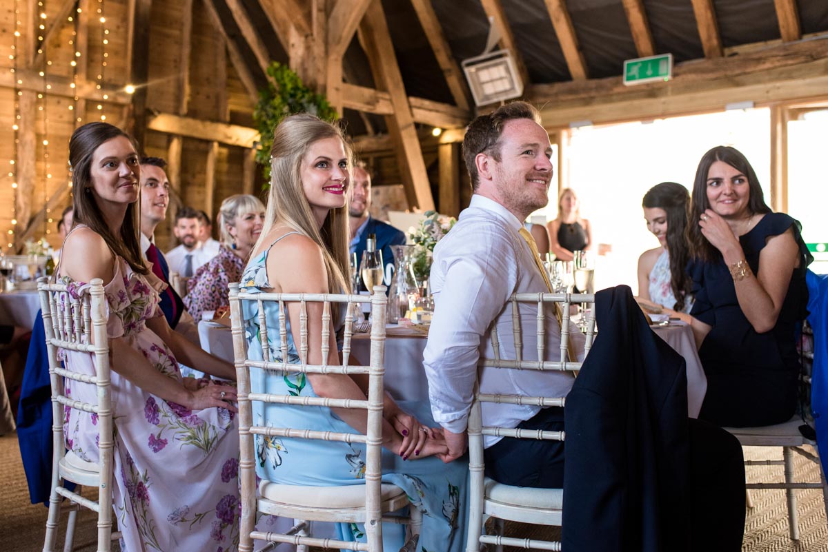 Craig & Sarah wedding speeches at Odo's Barn in Kent