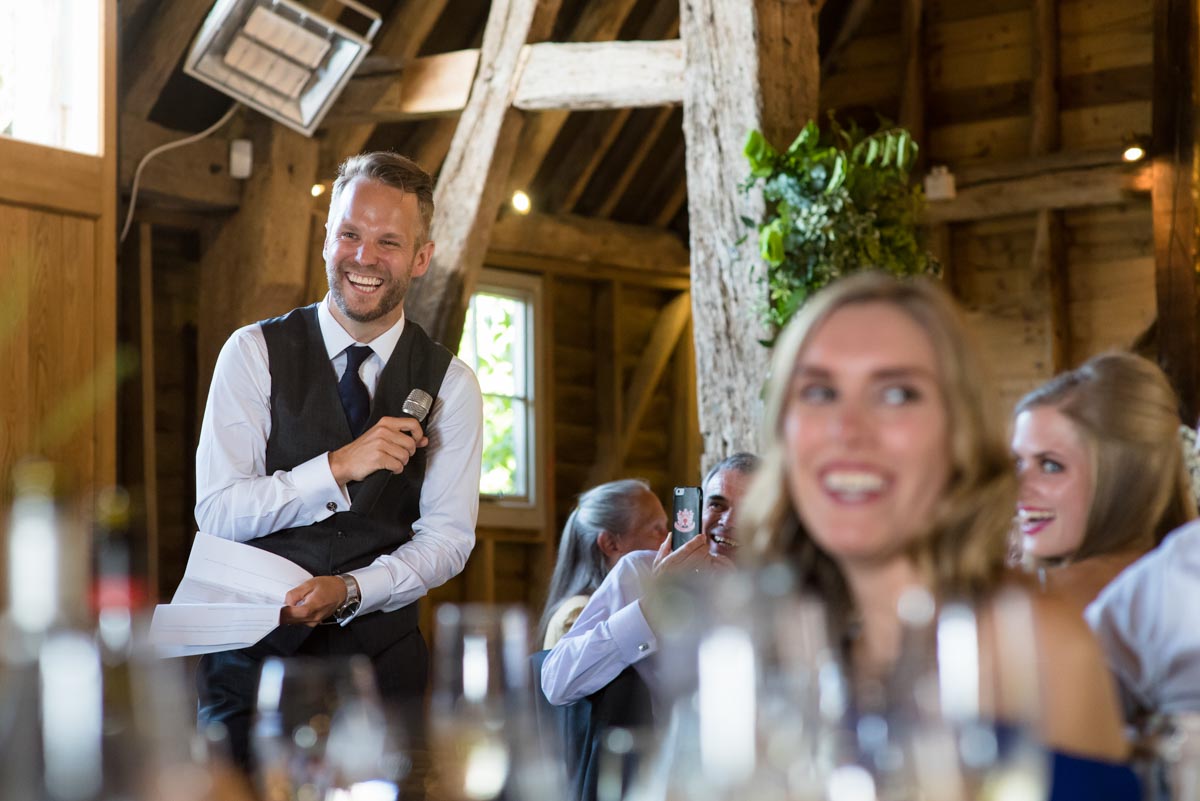 Odo's Barn wedding photography, Craig making his speech