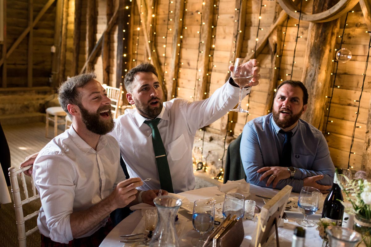 Wedding guests at Sarah and Craigs odo's Barn wedding in Kent