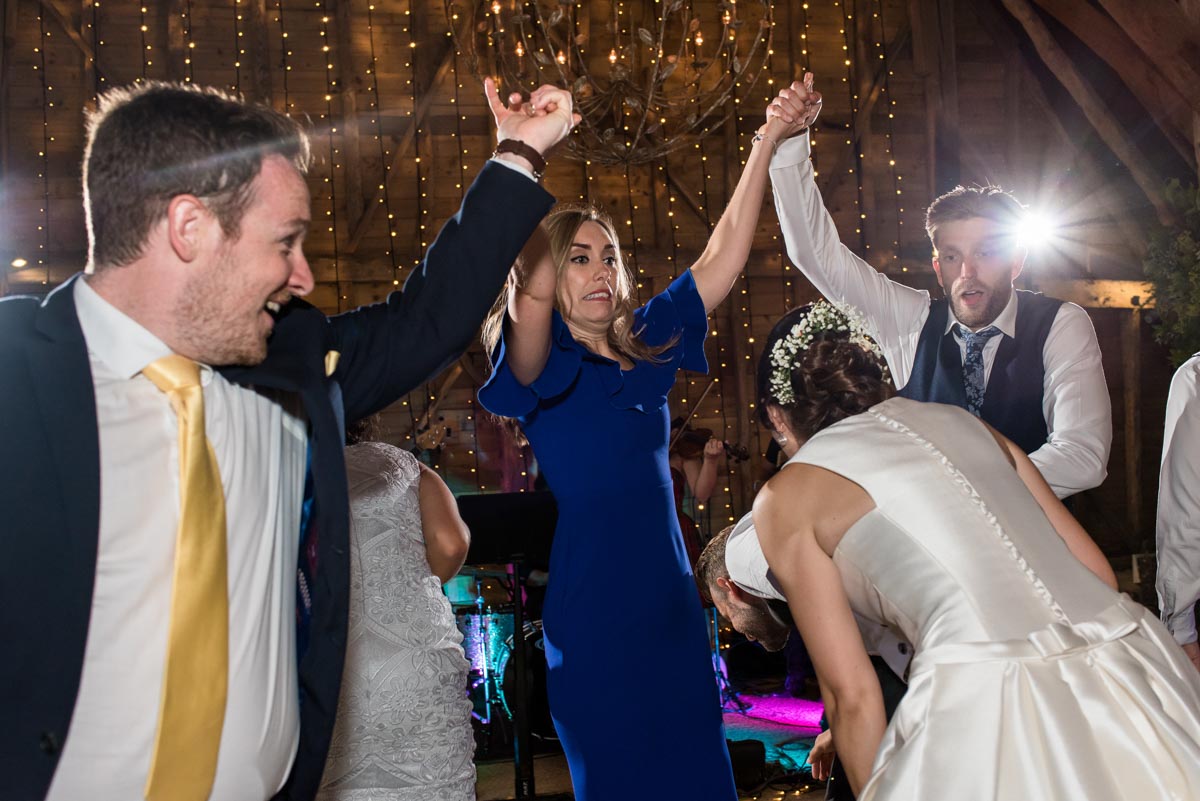 Wedding reception dancing at Odo's Barn in Kent