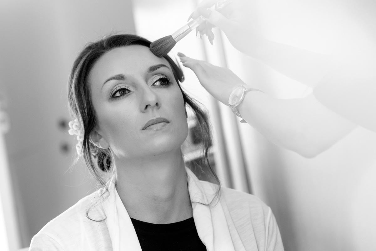 Black and white photograph of sarah before her odo's Barn wedding in Kent