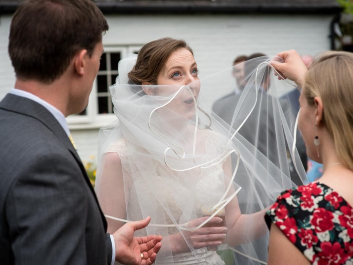 Photograph of Hannah and Matthew enjoying their wedding reception in Kent