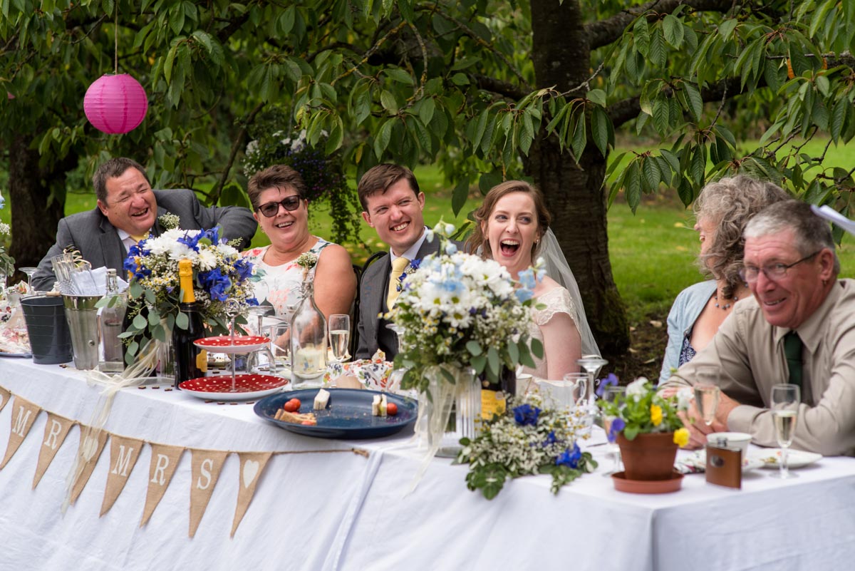 Outdoor afternoon tea wedding reception in Kent
