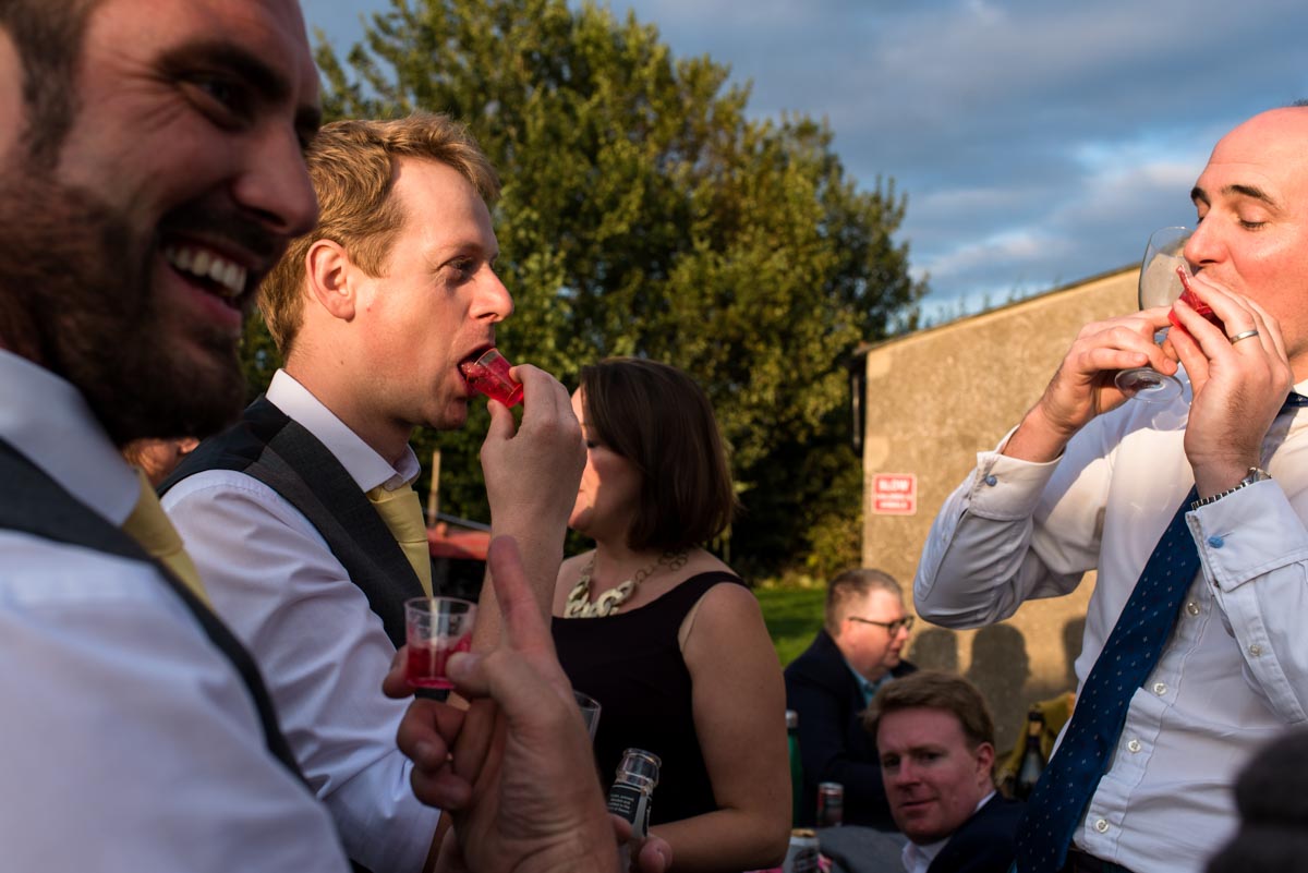 Vodka jelly time at Hannah and Matthews Kent outdoor wedding