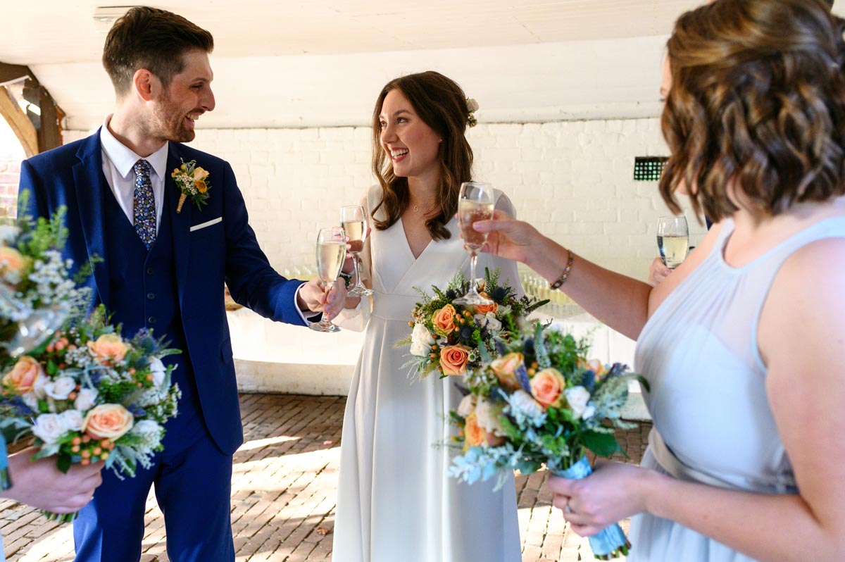 Drinks reception at Chilham Village Hall wedding