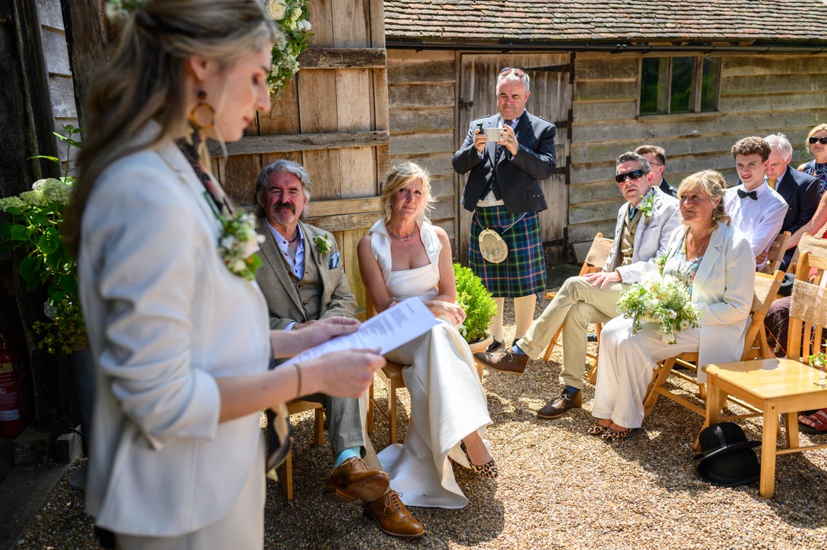 Gus and Mariettes outdoor wedding at ratsbury Barn