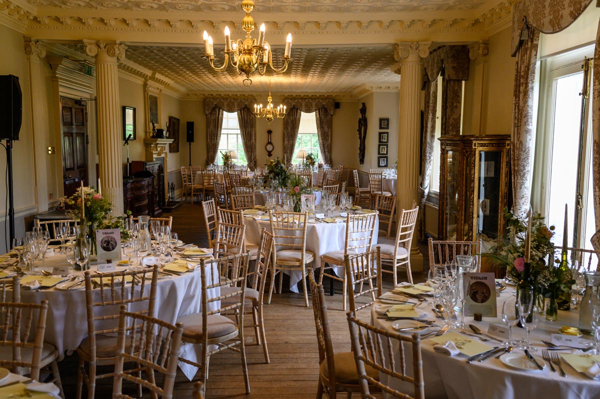 Chilston park wedding photography, the wedding breakfast room